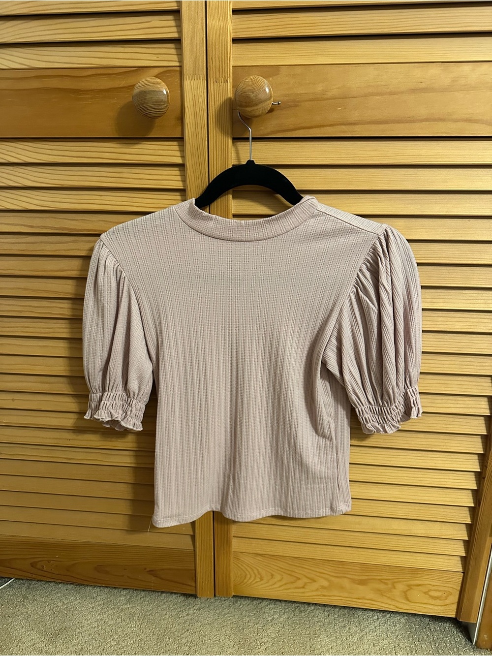 Forever 21 Blush Puff Sleeve Ribbed Tee
